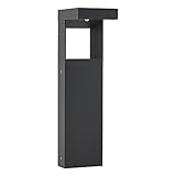 Arcchio LED Außenleuchte 'Dynorma' mit Bewegungsmelder (spritzwassergeschützt) (Modern) in Schwarz aus Aluminium (1 flammig, inkl. Leuchtmittel) - Wegeleuchte, Pollerleuchte, Wegelampe, Sock