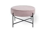 LIFA LIVING Samt Pouf in Altrosa Ø 55 cm, Runder Sitzpouf aus Samt, moderner Sitzhocker aus Samt und Metall, Fußhocker, Samthocker mit Metallg