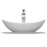 Aufsatzwaschbecken Oval aus Keramik 59x38 cm Waschschale Waschtisch mit Nano-Beschichtung Br818 Mai & M