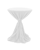 Dynamic24 Premium Gastro Stehtisch Husse Ø 80-90cm Tischhusse Bistrotisch Tisch Überwurf Tischdecke weiß