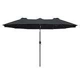 UISEBRT 300x155cm Doppelsonnenschirm Aluminium Neigbar mit Handkurbel UV Schutz 50+ - Gartenschirm Terrassenschirm Marktschirm für Balkon, Garten, Terrasse (300x155cm, Dunkelgrau)