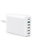 USB C Ladegerät, iSmart 60W 6-Port Desktop USB Ladestation mit 30W Power Delivery und 18W QC 3.0 USB C Netzteil für iPhone 12 11 Pro Max XS X, iPad Pro Air Mini, MacBook Air, Galaxy S20 S20+