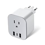 US auf DE Reisestecker,LANMU 3-in-1 USA auf DE/Italien Reiseadapter Typ A/Typ B zum Typ C/L Stecker Adapter Adapterstecker mit 3 USB für Euro Steck