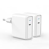 KEXIN 61W USB Ladegerät 2 Pack Schnellladegerät Quick Charge 3.0 USB C Power Delivery kompatibel mit MateBook Pro, iPhone 11 / XS/XR/X / 8, Samsung S9 / S8, Switch Pro, Huawei Mate 30 Weiß