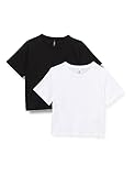 ONLY Damen ONLTASTY S/S Cropped Tee 2 Pack NN T-Shirt, Black/Pack:White, M