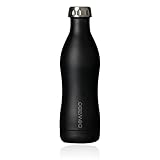 DOWABO Isolierflasche - BPA-freie Edelstahl Trinkflasche - kohlensäuredichte und auslaufsichere Flasche - hervorragende Isolierung - inklusive gratis Bottle-Bag und Bottle-Holder (Black Sun, 500 ml)