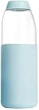 BDRSLX Eiweiß-Shake- Flasche Früchte-Tee- Flasche tragbar mit Silikon- Abdeckung für Home Office- Reise stilvoller dicht| Wasserflaschen (Color : Blue, Size : 260ml)