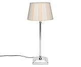 Brillibrum Design gestreifte Tischlampe ovaler Lampenschirm mit Streifen Quadratischer Lampenfuß E27 Tischleuchte Lampe Gestreift (Beige - Creme, quadratischer Lampenfuß)