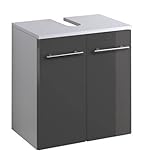 Bad Waschbecken Unterschrank Parma in Hochglanz grau 50 cm b