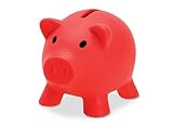 Sparschwein aus PVC mit weichem Körper in lebendigen Farben, originelle kleine Spardose für Kinder, mit Deckel, leicht und robust (rot)