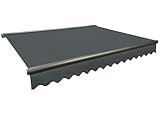 Arilco Elektrische Vollkassetten Markise | Aluminiumgelenkarm | Fernbedienung | LED-Beleuchtung | Sonnenschutz | 320g/qm Acryl | (6m x 3m, Anthrazit)
