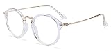 JIUPO Unisex Klassische Brille Ohne Sehstärke Retro Rund Transparente Brille mit Fensterg