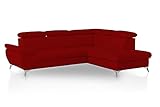 Mivano Ecksofa Gisele / Eckcouch mit Schlaffunktion, Stauraum, Armteilfunktion und Kopfteilverstellung / 256 x 83 x 209 / Kunstleder, R