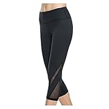 Damen Mesh Fitness Hip Taille Taille Laufen Hosen Sport Fitness Croppte Hose (Color : Svart, Größe : XL)