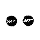 Punk Ohr Mens Stud Minimalismus Schwarz Weiß James Bond 007 Muster Glas Cabochon Stud Ohrringe Klassische Film Schmuck Geschenk