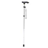 dingtian Gehstock, Griff-Faltkanne tragbarer Anti-Shock-Teleskop-Wanderwanderwanderung Klettern-Stick-Crutch-Spazierstock (Color : Silver None LEDLight)