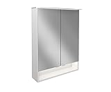 FACKELMANN LED Spiegelschrank B.Style/Badschrank mit gedämpften Scharnieren/Maße (B x H x T): ca. 60 x 81,2 x 15,3 cm/hochwertiger Schrank mit Spiegel und Beleuchtung fürs Bad/Korpus: Weiß