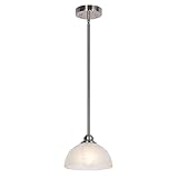 JINHH Moderne O-Light Mini-Hängeleuchte, gebürstetes Nickel mit weißem Alabasterglas im mittleren Jahrhundert, moderne Deckenleuchte, Hängeleuchte für Küche, Esszimmer, S