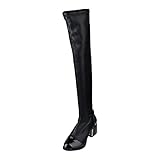 Stiefeletten Boots Damen Stiefel Frauen Herbst Winter Baumwolleinsatz Warme Kniehohe Lange Stiefel Weibliche Elastizität Absatzhöhe Schuhe Damen Stiefel (39,schwarz)