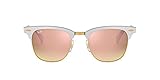 Ray-Ban Unisex-Erwachsene Clubmaster Aluminium Sonnenbrille, Mehrfarbig (Gestell: Silber,Gläser: kupferverlauf 137/7O), Medium (Herstellergröße: 51)