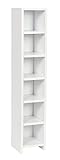ts-ideen CD-Regal 6 Fächer Standregal CD Aufbewahrung Holz Weiss 105 x 20