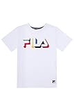 Fila Boys Classic Logo Short Sleeve Tee Shirt Top (X-Large, White Shadow Logo)