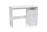 hjh OFFICE 705112 Schreibtisch mit Schublade und Tür 105 x 50 x 75 cm Basix Weiß Computertisch PC-Tisch platzsp