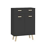 Vicco Kommode Highboard Anrichte Hans Anthrazit Holzfüße Schublade Sideboard (2 Türen 1 Schublade Groß)