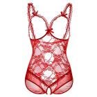 Kaistery Dessous Body Wäsche Damen Sexy Bodysuit Tief V-Ausschnitt Reizwäsche Spitze Lingerie Top Einteiliger Negligee Ob