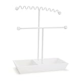 OMYLFQ Schmuckständer Schmuck Organizer Stand-Metall Segelboot geformt Halskette Organizer Display für Halsketten Armband Ohrringe und Ring,weiß Schmuck