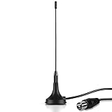 August DTA180 - DVB-T/DVB-T2 Antenne – Kleine tragbare Antenne für Digital TV / DVB-T2 Tuner Stick mit stärkerem Empfang/ Magnetfuß 1,5m Kabel / Smart Signalverstärker für alle DVB-T2 Geräte / Schw