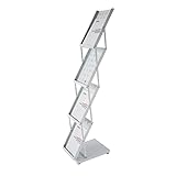 LHRUI 4-stufige Klappbare Zeitschriftenständer Aktenlagerregale, Bürofoyer Poster Flyer Organizer mit Rutschfesten Pads, für Produkteinführungsmessen Zeigen (Color : White)