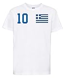 Youth Designz Kinder T-Shirt Trikot Griechenland mit Wunschname + Nummer - Weiß 6 Jahre (106/116)