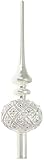 com-four® Christbaumspitze in weiß, silberfarben glänzend, Weihnachtsbaumspitze aus echtem Glas für Weihnachten, Tannenbaumspitze für den Christbaum, 30