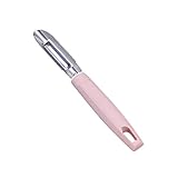 Heigmzxpq Gemüseschäler， 2 Stücke modernistischer minimalistischer Stil Haushaltsküche Edelstahlschäler Frucht Peeling Peeler Multifunktional(21, 5 * 2 cm) (Color : Pink)