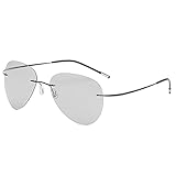 SDFS Photochromische randlose polarisierte Sonnenbrille, Titanarm, Chamäleon-Verfärbung, Sonnenbrille für Männer und F