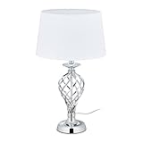 Relaxdays Tischlampe modern, Nachttischlampe Touch 3 Stufen dimmbar, E27, Tischleuchte H x D 62,5 x 36,5 cm, silber/weiß