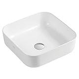 VBChome Waschbecken 39 x 39 cm Keramik Weiß Oval Waschtisch Handwaschbecken Aufsatzwaschbecken Waschschale Gäste WC