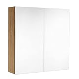 Allibert Toilettenschrank, 60 cm, 2 Spiegeltüren, 2 Einlegeböden, Eiche Halifax