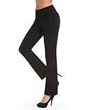 Bamans Damen Business Elegante Hosen - Lang Stretch Straight Casual Anzughose Skinny Hoher Bund Freizeithose Eng Schwarz Hose (Schwarz,Large)