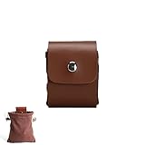 BDHI 1 x Leinen-Futtertasche, faltbar, wasserdicht, Vintage-inspiriert, Leder-Gürteltasche zum Wandern, Mehrzweck-Fuchttasche, gewachst, Outdoor, Camping, Jagd (S13-1)