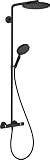 hansgrohe wassersparendes Duschsystem Raindance Select S 240 PowderRain Regendusche (Duschkopf, Duschkopf, Duschstange, Thermostat, Schlauch, 3 Strahlarten) Mattschw