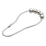 Hergswre Vorhanghaken 12Pcs Hotel Style V-Glide Scharnierroller Perlen Duschvorhang Haken Ringe V-Glide Duschvorhang Haken - Silber 41x73