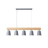 5 Lichter Lang Kronleuchter Solide Holz Dach Leuchten Modern Einfache Schwarz-graue Pendelleuchte Für Esstisch Esstisch Bar Höhenverstellbar Kronleuchter-Holz und grau 100 * 23