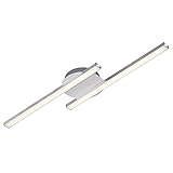 Briloner Leuchten – LED Deckenleuchte, Deckenlampe, 2-flammig, 2 x 6W, warm weißes Licht, 55.4 cm, aluminiumfarbig