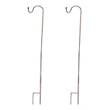 Yardwe Garten Schäferhaken Schäferstab Metall Gartenstab mit Haken Blumenampel Halterung Gartenstecker Hirtenhaken Schäferstock für Hochzeit Rasen Solarleuchten Laterne Fahne 85cm 2 Stück
