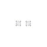 Swarovski Attract Round Ohrringe, Weiße und Rhodinierte Ohrstecker mit Funkelnden Swarovsk