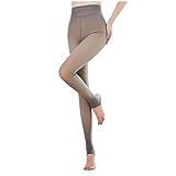 BOOMJIU Damen Strumpfhosen Plüschstrümpfe Perfekt Beine Abnehmen Gefälschte Durchscheinend Warm Fleece Pantyhose -wärmende Thermostrumpfhose für Damen Verdickte Legging