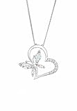 Elli Halskette Damen Herz Schmetterling Anhänger Elegant mit Zirkonia Kristallen aus 925 Sterling Silb