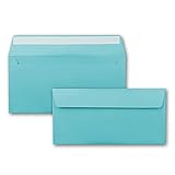 100 Brief-Umschläge DIN Lang - Türkis (Blau) - 110 g/m² - 11 x 22 cm - sehr formstabil - Haftklebung - Qualitätsmarke: FarbenFroh by GUSTAV NEUSER